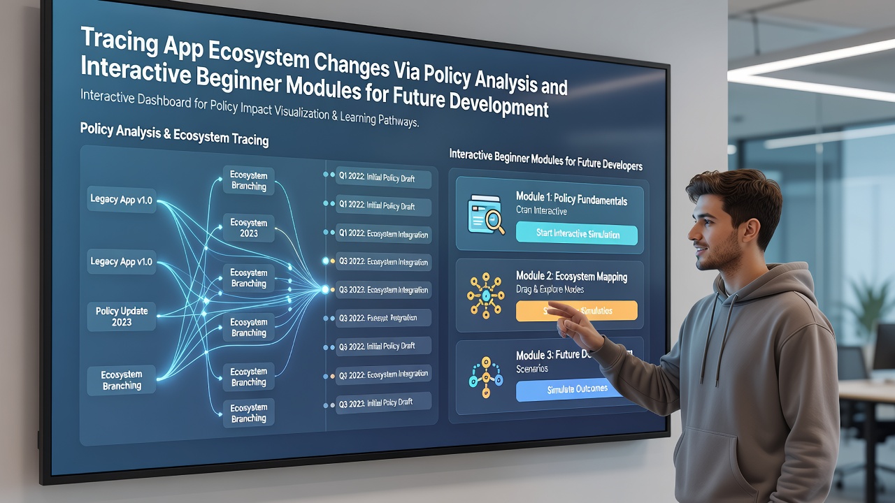 Screenshot of an interactive module interface showing policy clause highlighting and ecosystem impact simulation